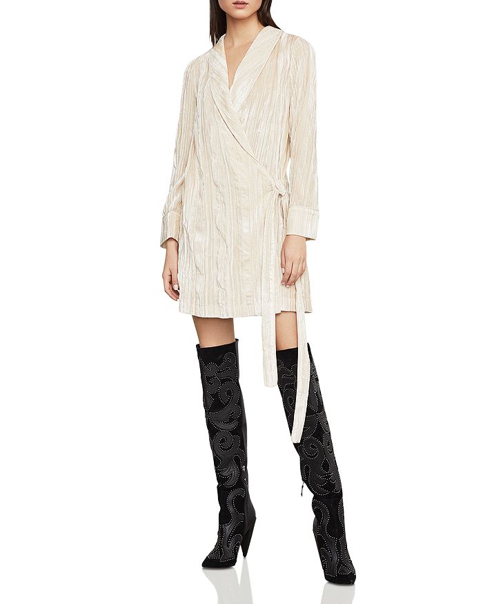 BCBGMAXAZRIA Crushed Velvet Robe Wrap Dress Bloomingdale s