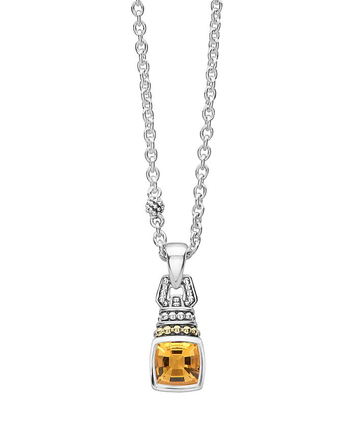 LAGOS 18K GOLD AND STERLING SILVER CAVIAR COLOR NECKLACE WITH CITRINE, 16,04-80958-CML