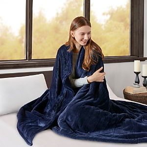 Beautyrest Microlight-to-berber Reversible Heated Blanket, Full In Indigo Ink