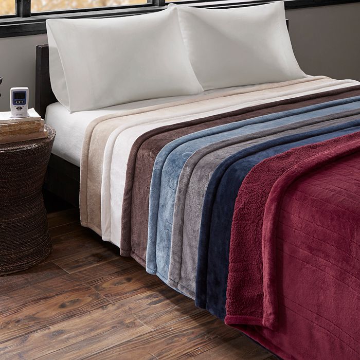 Shop Beautyrest Microlight-to-berber Reversible Heated Blanket, King In Garnet