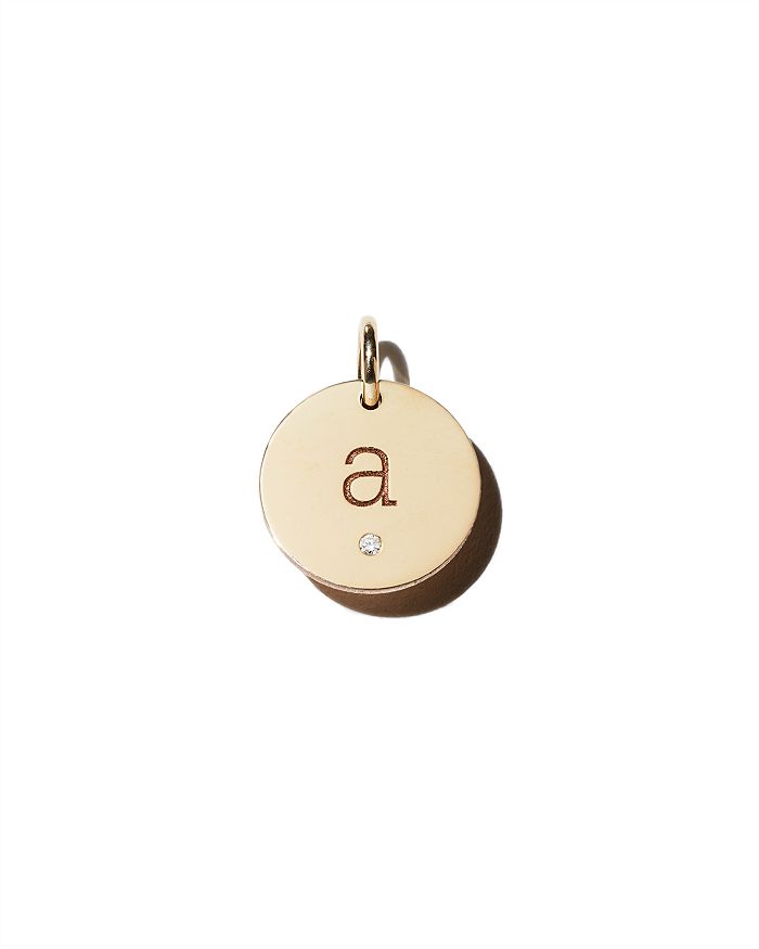 Zoë Chicco 14k Yellow Gold Medium Disc Pave Diamond Letter Charm In A/gold