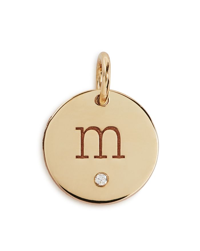 Zoë Chicco 14k Yellow Gold Medium Disc Pave Diamond Letter Charm In M/gold
