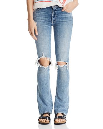 Mother The Runaway Weekender Distressed Bootcut Jeans In Helter Skelter Bloomingdale S