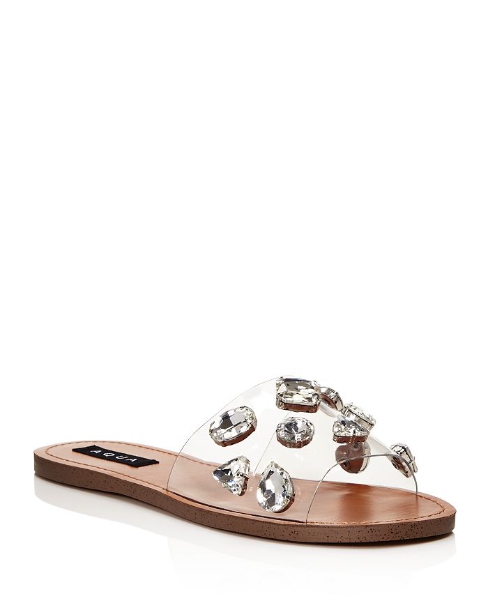 Aqua Women's Twink Crystal Embellished Clear Slide Sandals - 100% Exclusive