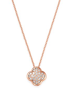 Bloomingdale's - Pavé Diamond Clover Pendant Necklace in 14K Rose Gold, 0.08 ct. t.w. - 100% Exclusive