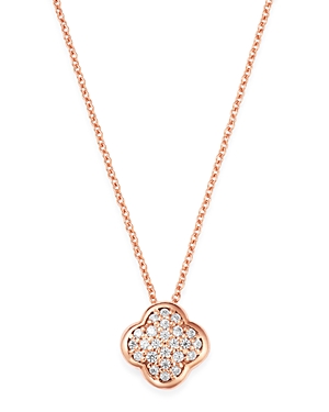 Bloomingdale's Pave Diamond Clover Pendant Necklace in 14K Rose Gold, 0.08 ct. t.w. - 100% Exclusive
