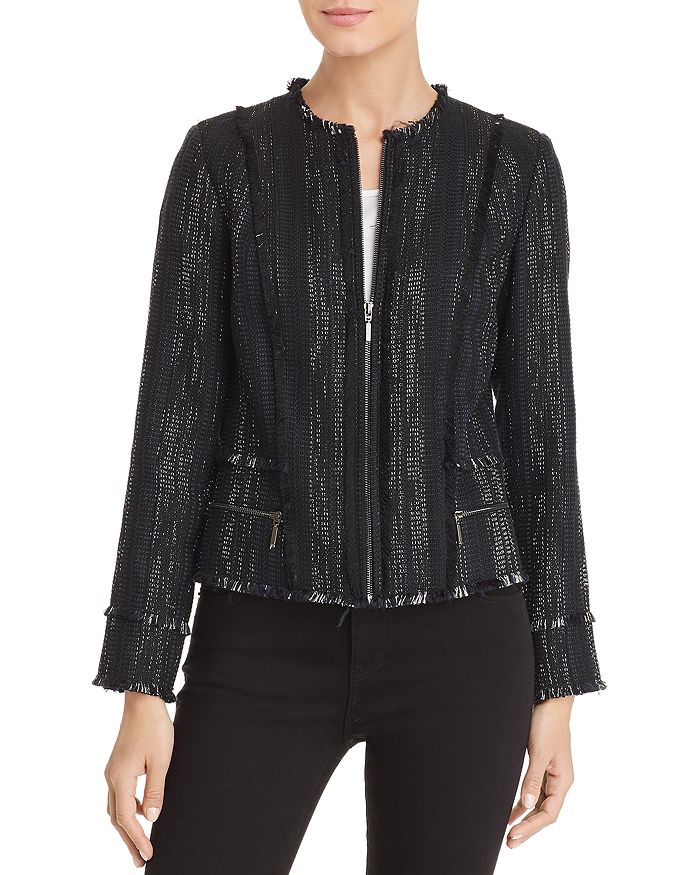 Elie Tahari Merlyn Tweed Zip-Front Jacket | Bloomingdale's