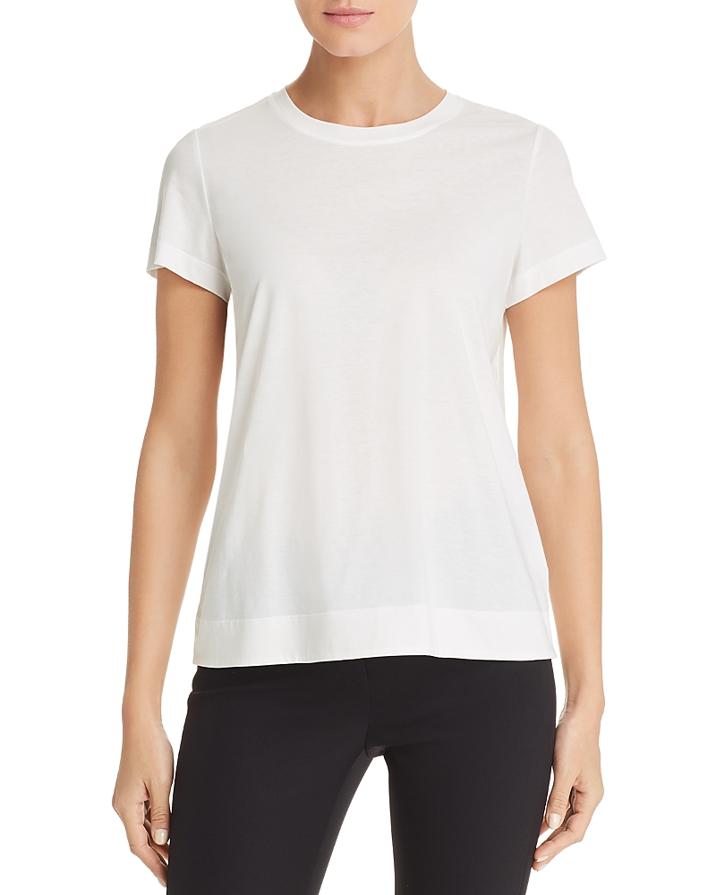 Lafayette 148 Modern Short-sleeve Cotton Jersey Tee In White