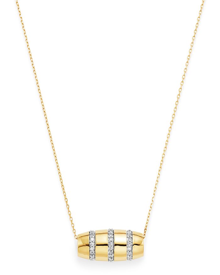 Adina Reyter 14k Yellow Gold Pave Diamond Striped Barrel Pendant Necklace, 16 In White/gold