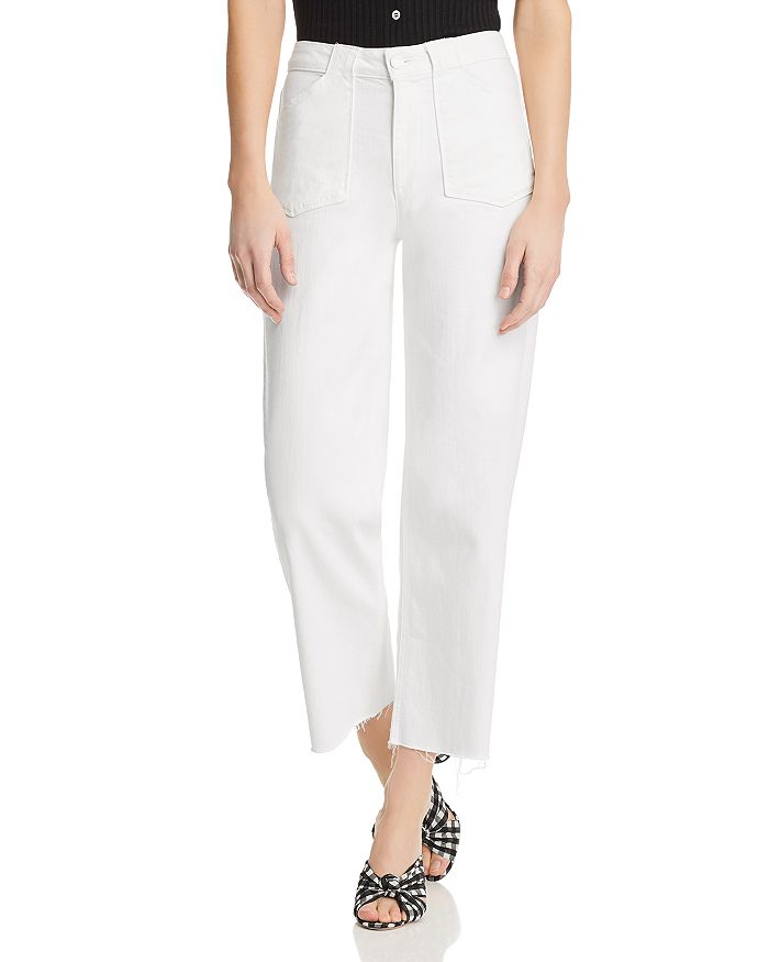 PAIGE Nellie Crop Wide Leg Utility Jeans in Crisp White | Bloomingdale's