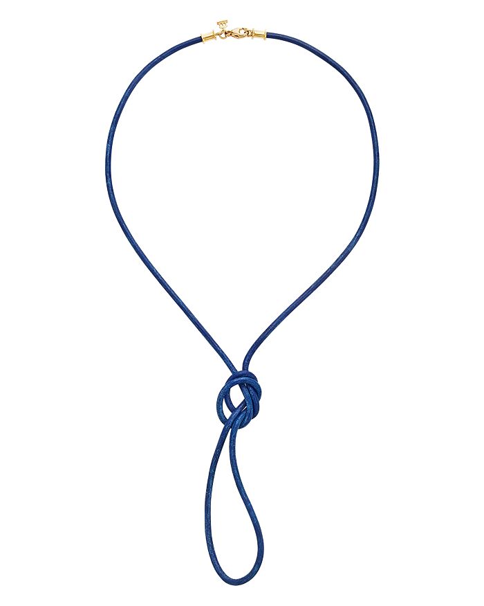 TEMPLE ST. CLAIR 18K YELLOW GOLD CLASSIC ROYAL BLUE LEATHER CORD NECKLACE, 32,N00001-BLUE32