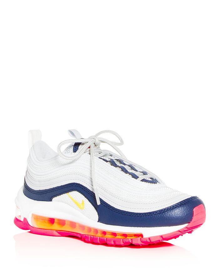 Nike Air Max 97 Premium Multicolor Textile & Leather Sneaker In Pure Platinum/orange
