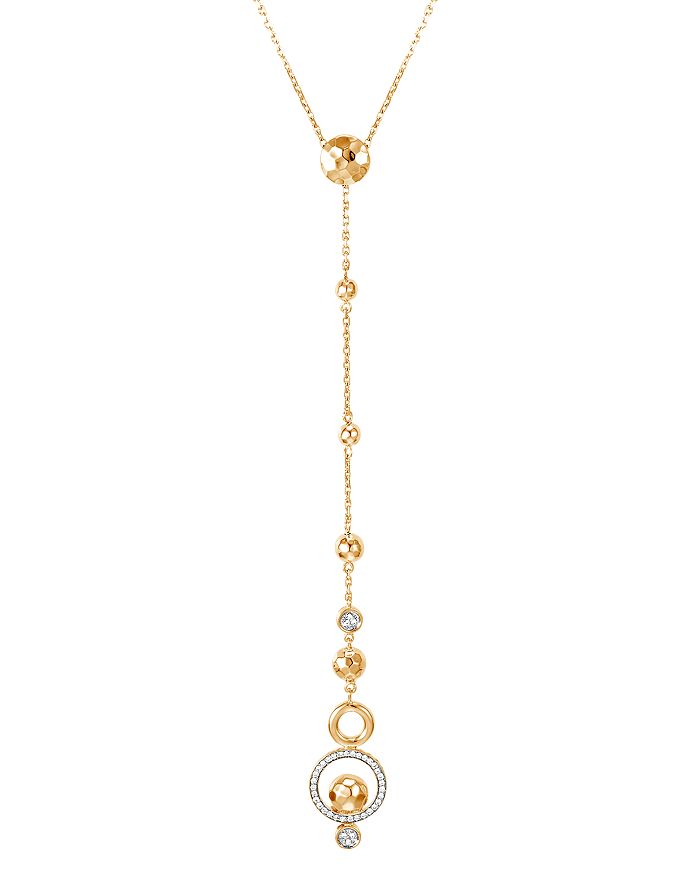 John Hardy 18k Yellow Gold Dot Pave Diamond Slider Y Necklace, 18 In White/gold