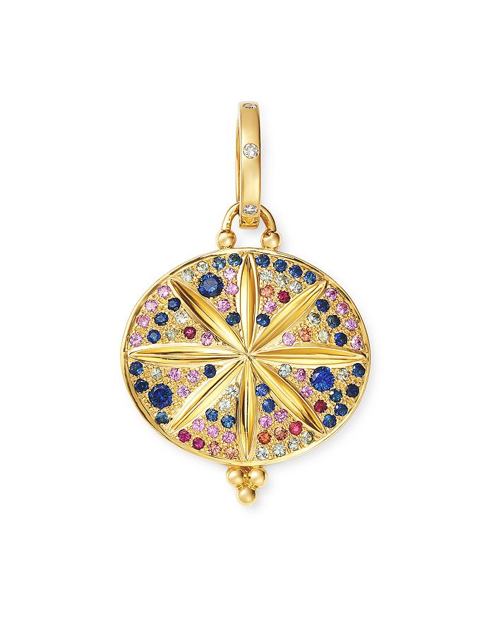 TEMPLE ST CLAIR 18K YELLOW GOLD CELESTIAL DIAMOND, MULTICOLORED SAPPHIRE & RUBY PAVE LARGE SORCERER PENDANT,P46802-LGMXSOR