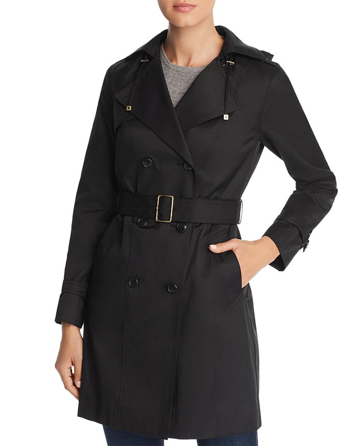 Cole Haan Belted Trench Coat In Black