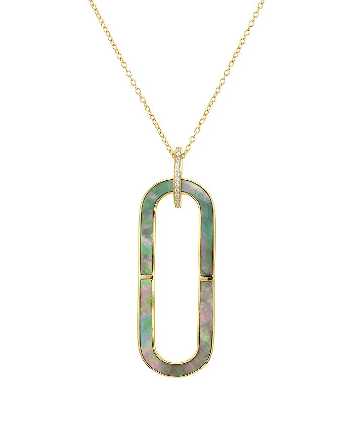 Argento Vivo Oval Mother-of-pearl Pendant Necklace In 18k Gold-plated Sterling Silver, 24 In Multi/gold