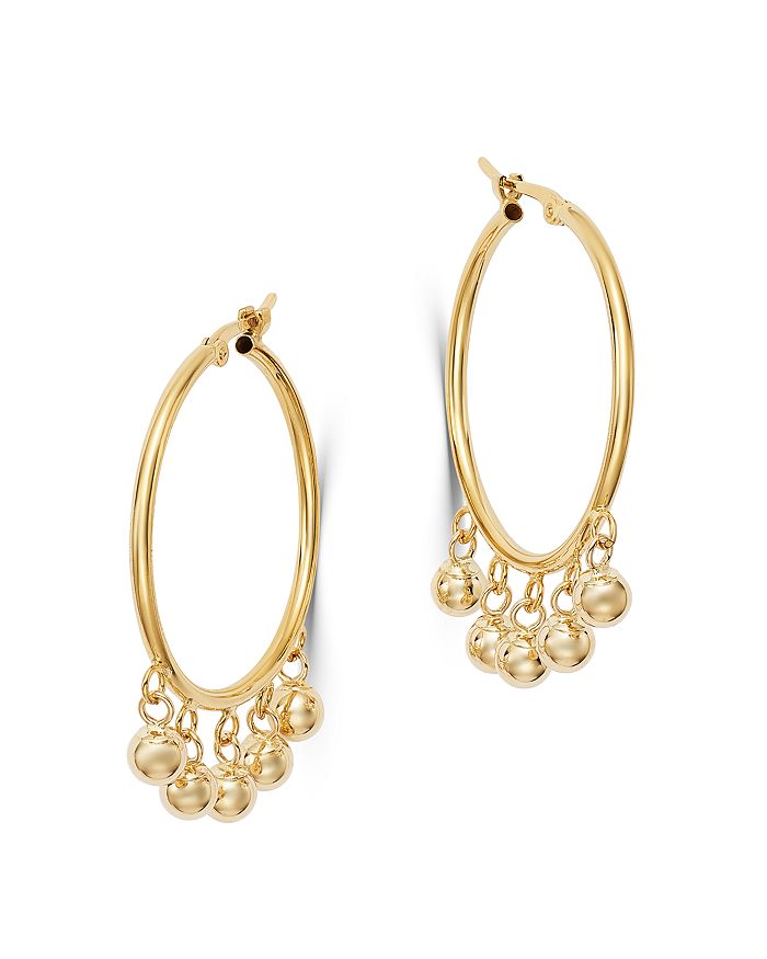 Bloomingdale's Dangling Spheres Hoop Earrings In 14k Yellow Gold - 100% Exclusive