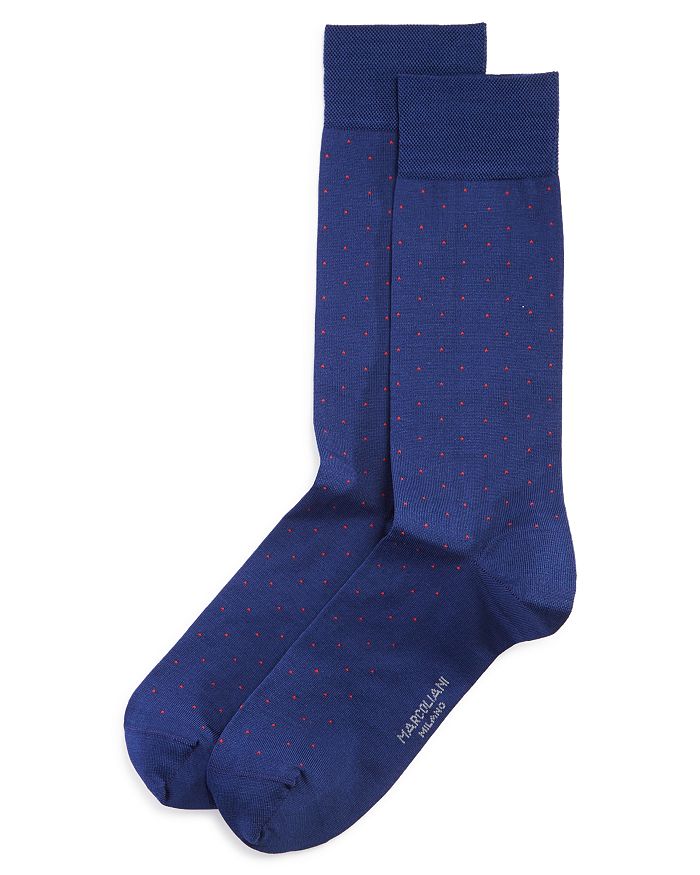 Marcoliani Lisle Pin-dot Socks In Medium Blue