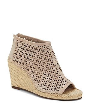 Vince Camuto Sandals WOMEN'S LEREENA CAGED LEATHER PEEP TOE ESPADRILLE WEDGE SANDALS