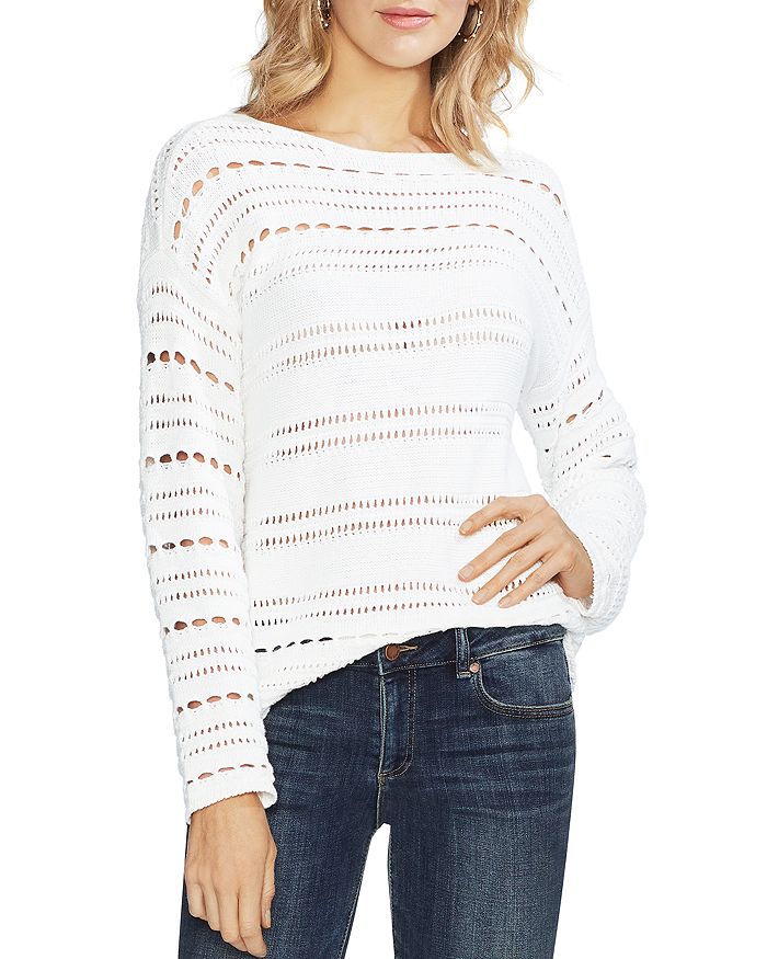 VINCE CAMUTO Drop-Shoulder Pointelle Sweater | Bloomingdale's