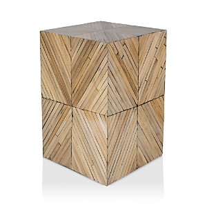 Surya Cane Garden Side Table In Natural