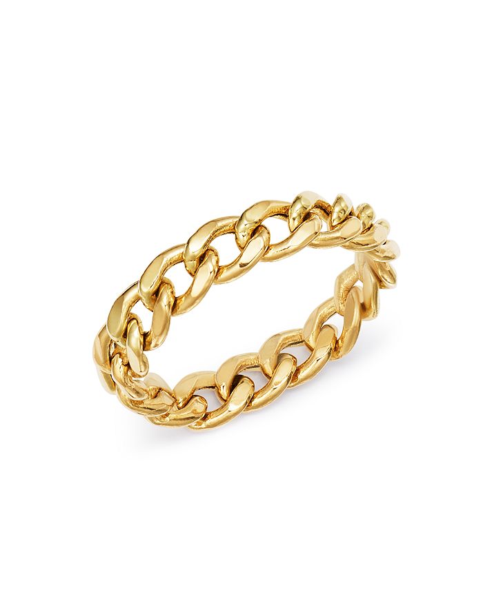 Shop Zoë Chicco 14k Yellow Gold Medium Hollow Curb Chain Ring