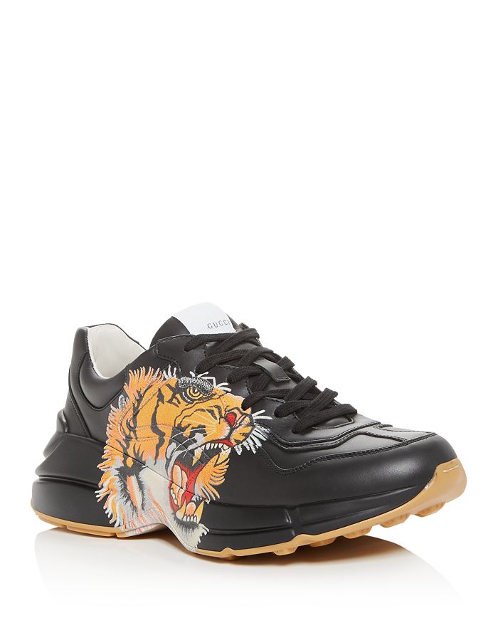 Gucci Men's Rhyton Tiger Leather Low-Top Sneakers | Bloomingdale's