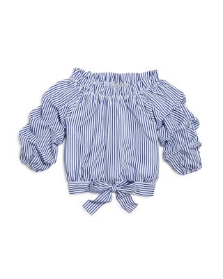 Habitual Kids - Girls' Joyce Pinstriped Off-the-Shoulder Top - Big Kid