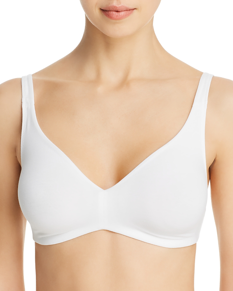Hanro Dorea Ribbed Cotton Wireless Bra In White