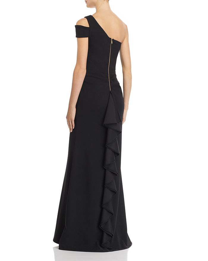 Shop Aqua One-shoulder Ruffled Gown - 100% Exclusive In Black