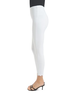 Denim Scalloped Ankle Leggings in White