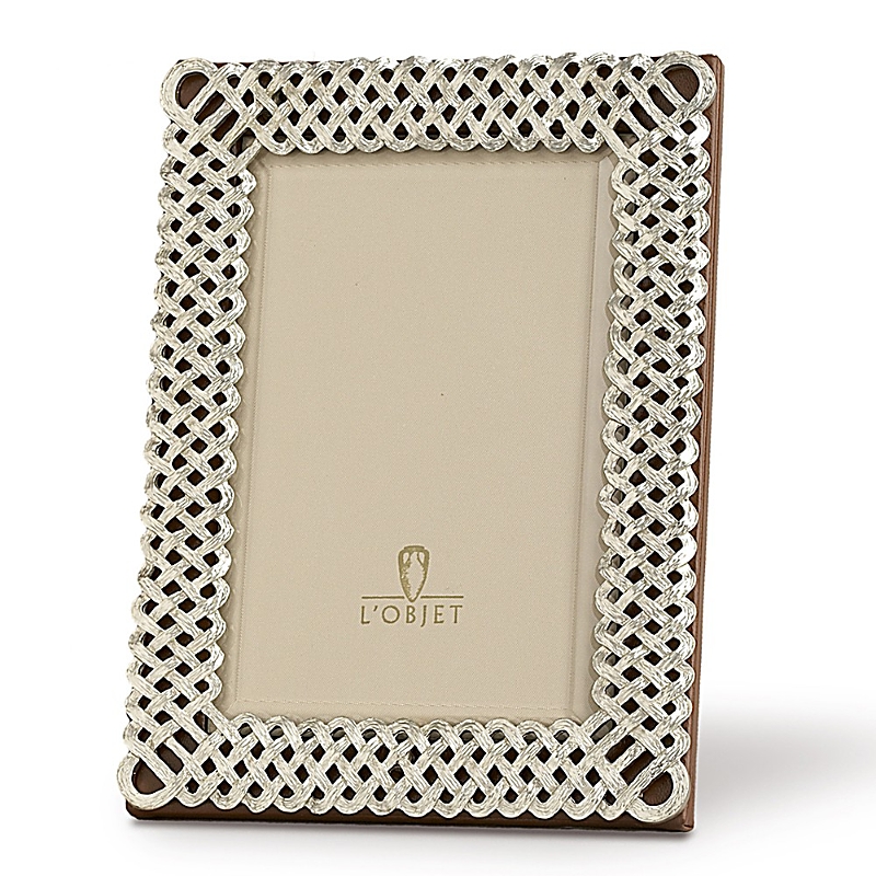 L'objet Platinum Braid 4" X 6" Picture Frame In Platinum