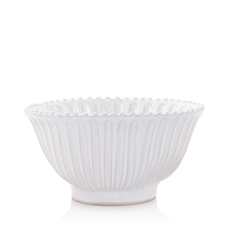 Vietri Incanto Stone White Stripe Small Serving Bowl In White