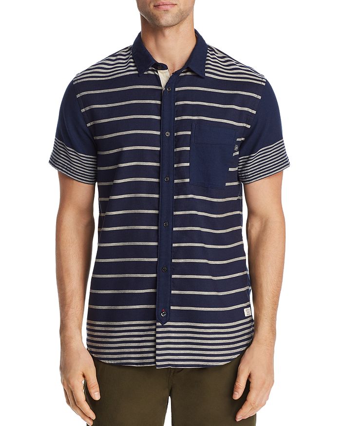 Scotch & Soda Short-Sleeve Striped Regular Fit Shirt | Bloomingdale's