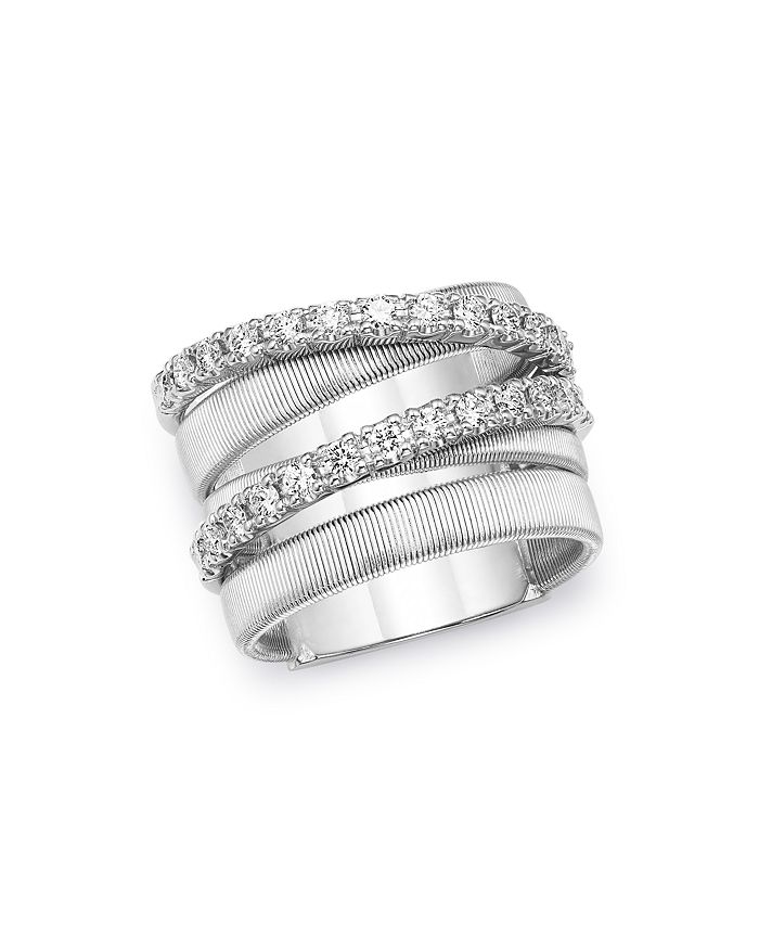 Shop Marco Bicego 18k White Gold Masai Diamond Crossover Ring