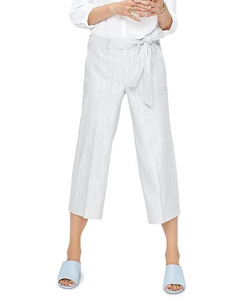 striped wide leg cropped pants