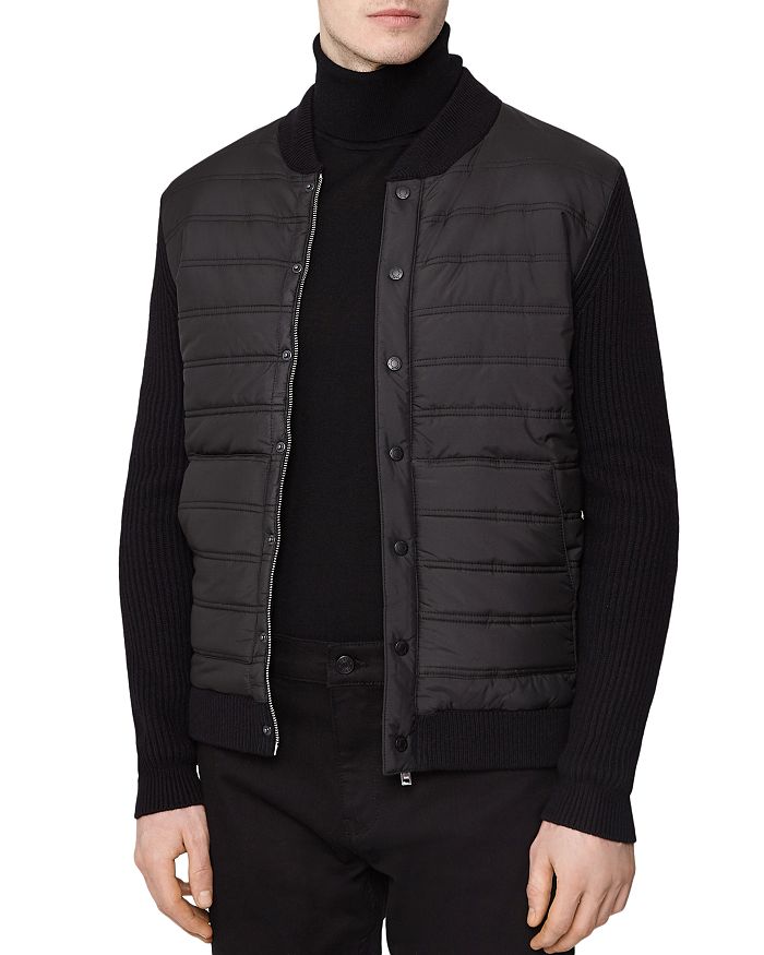 REISS Watson Knit-Sleeve Quilted Jacket | Bloomingdale's