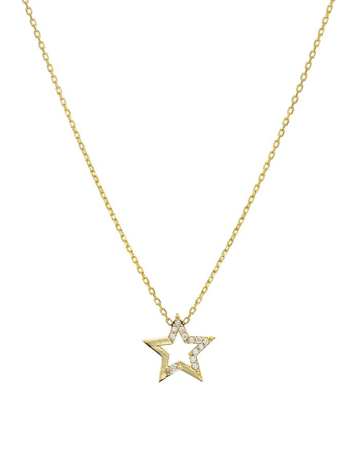 Aqua Embellished Star Pendant Necklace In 14k Gold-plated Sterling Silver Or Sterling Silver, 16 - 100% E