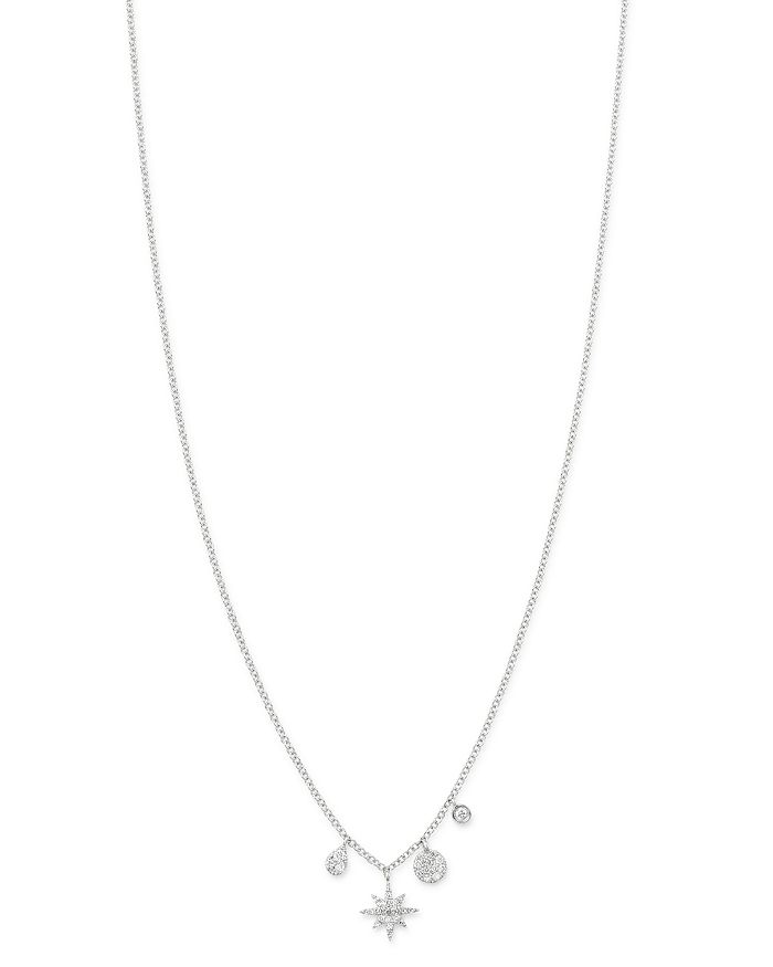 Shop Meira T 14k White Gold Diamond Starburst Necklace, 18