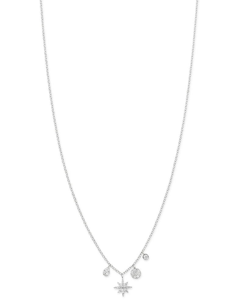 Meira T 14k White Gold Diamond Starburst Necklace, 18 In White