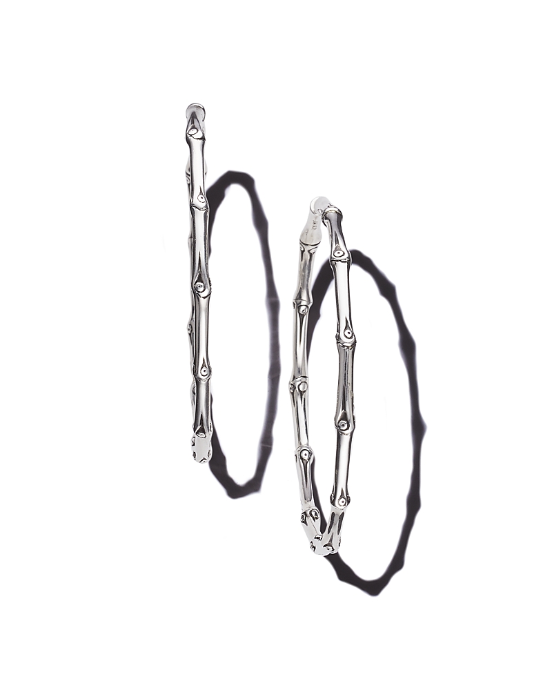 John Hardy Bamboo Large Continuous Hoop Earrings In Silver