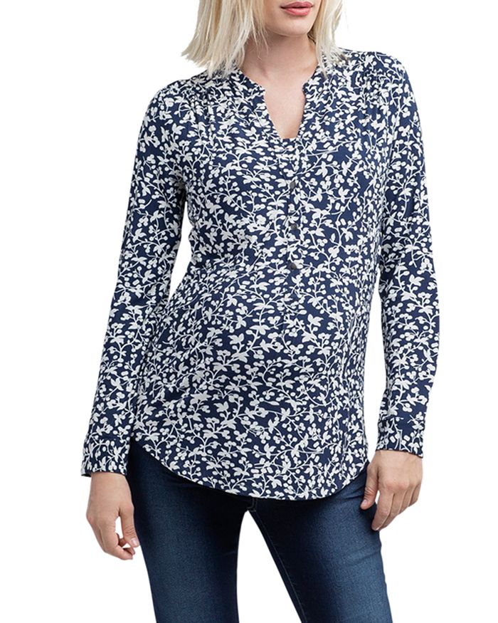 Nom Maternity Amelie Berry Print Maternity & Nursing Top In Navy Berry