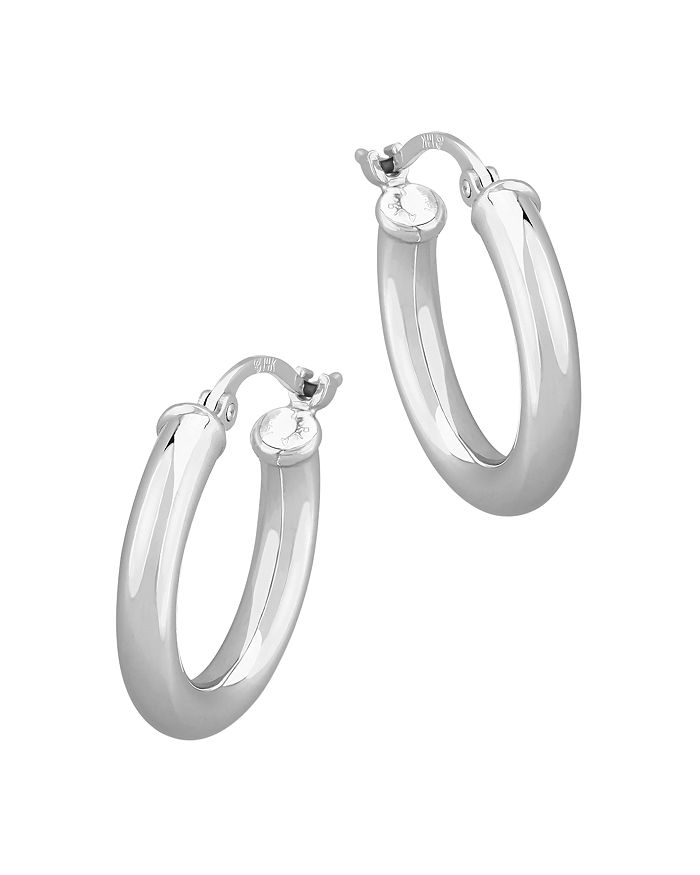 Shop Bloomingdale's Small Hoop Earrings In 14k White Gold - 100% Exclusive
