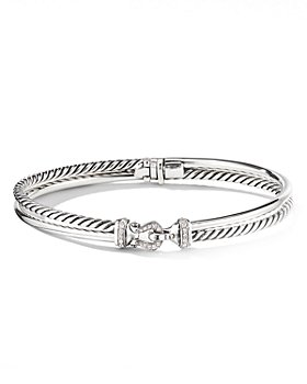 David Yurman - Sterling Silver Cable Buckle Two-Row Bracelet with Diamonds 