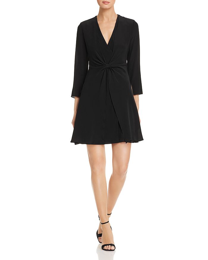 Armani Collezioni Emporio Armani Cinched-front Dress In Solid Black