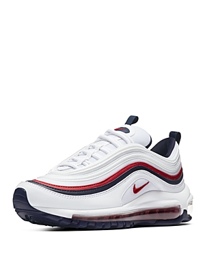 Nike Women's Air Max 97 Low-top Sneakers In White/red Crush/blackened Blue