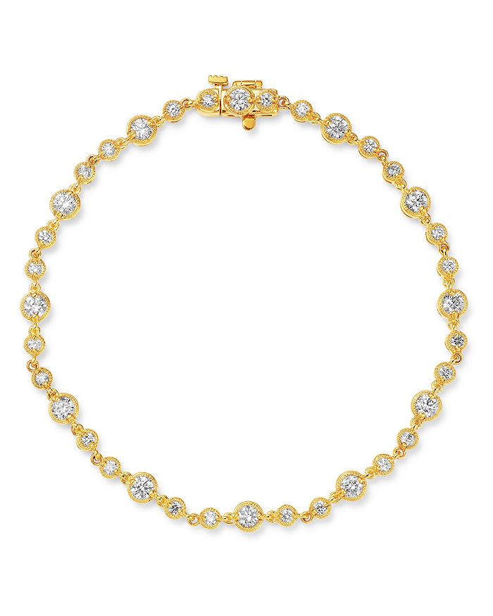 Bloomingdale's Bezel-set Diamond Milgrain Bracelet In 14k Yellow Gold, 2.05 Ct. T.w. - 100% Exclusive In White/gold