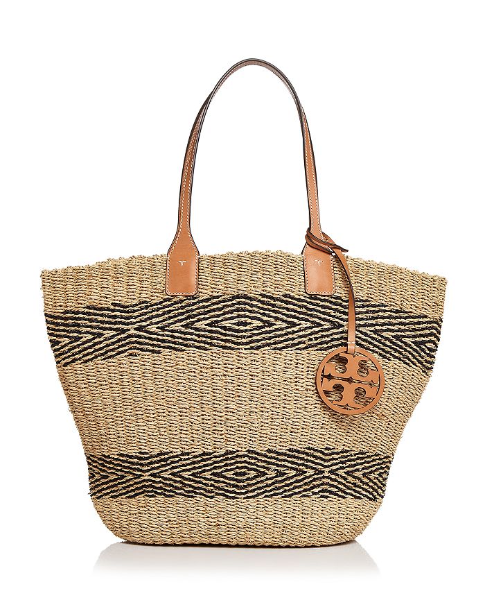 Tory Burch, Bags, Tory Burch Straw Tote Bag Purse Stacked T Tote