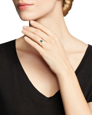 Emerald & Diamond Ring in 14K Yellow Gold 