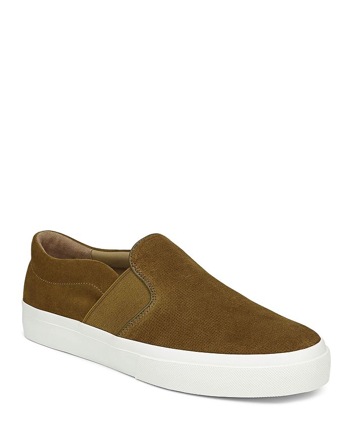 Vince Men's Fenton Slip-on Perforated Suede Sneakers In Wheat